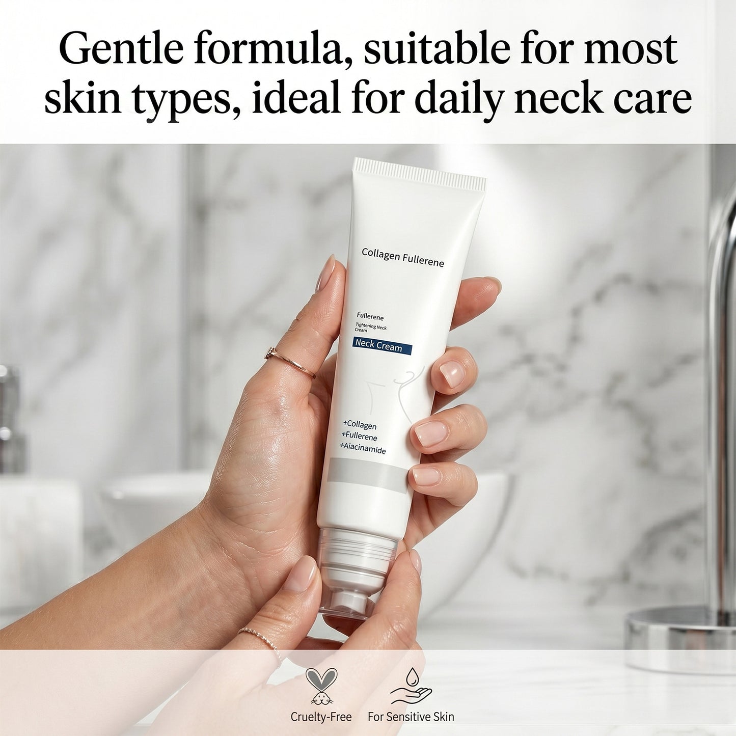 Plump and smooth neck cream massage to reduce neck wrinkles