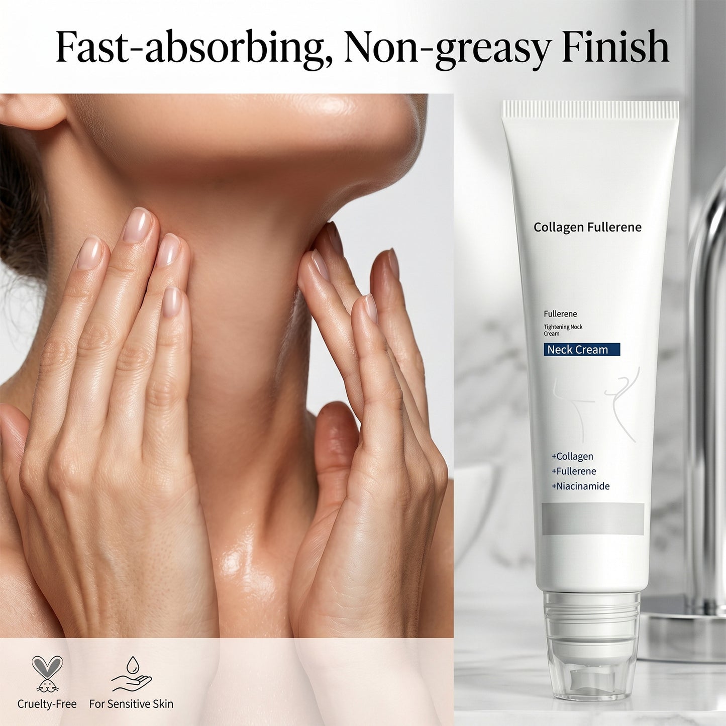 Plump and smooth neck cream massage to reduce neck wrinkles